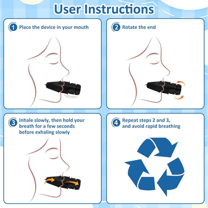 Breathing Trainer with Adjustable Resistance | Portable Respiratory Trainer with High-Grade Silicone | Compact Lung Exercise Device | Easy to Clean (Black)